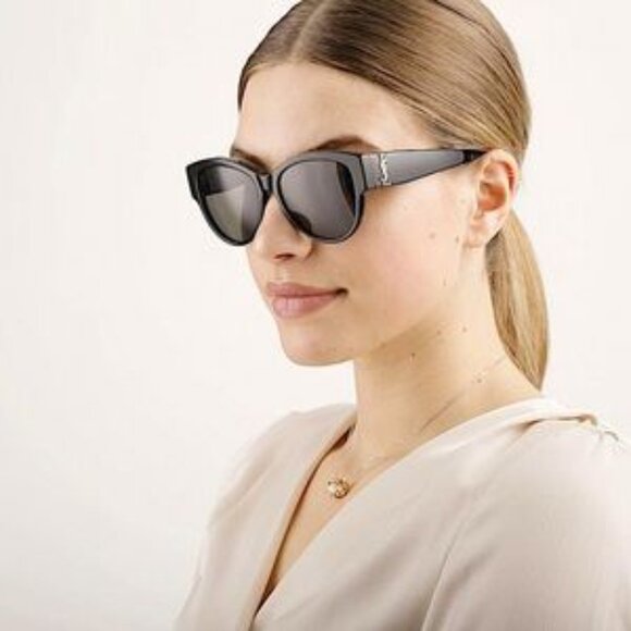 Saint Laurent SL M8/FN 001 Sunglasses Black Square Frame, Grey Gradient Lenses - Picture 2 of 11